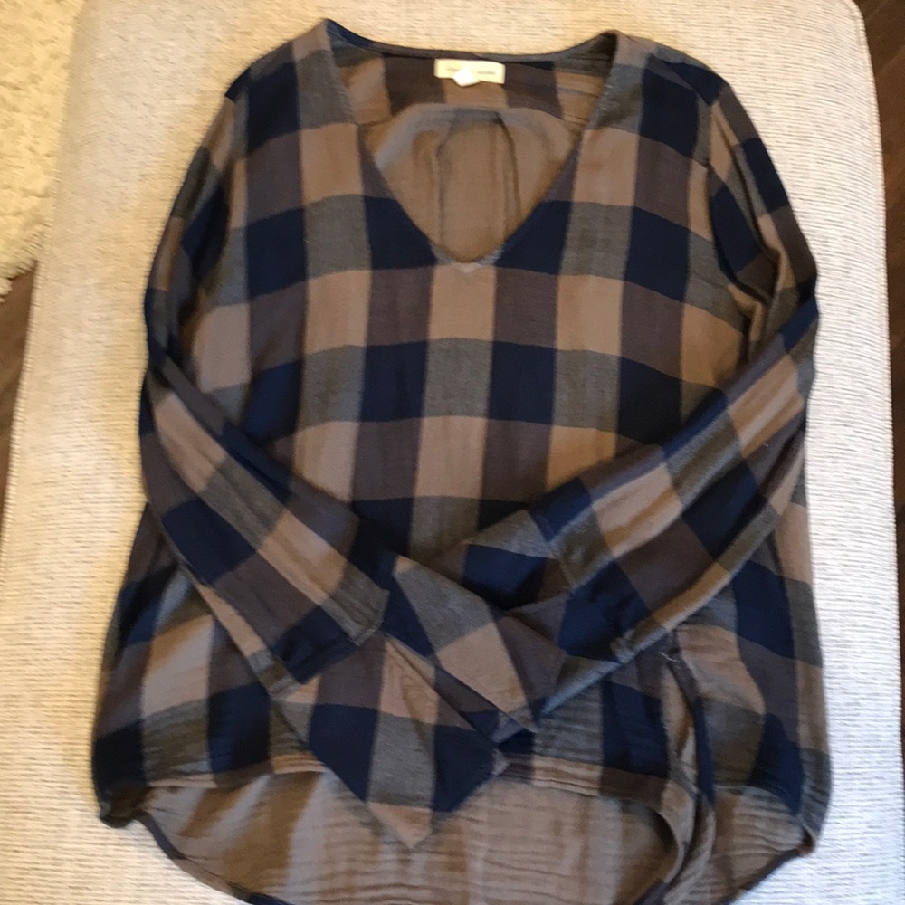 Cloth and stone flannel dressy top